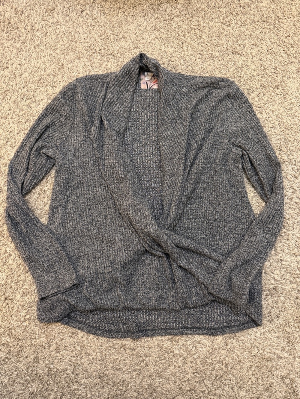 Anthropologie Heathered Gray Open Knit Cardigan